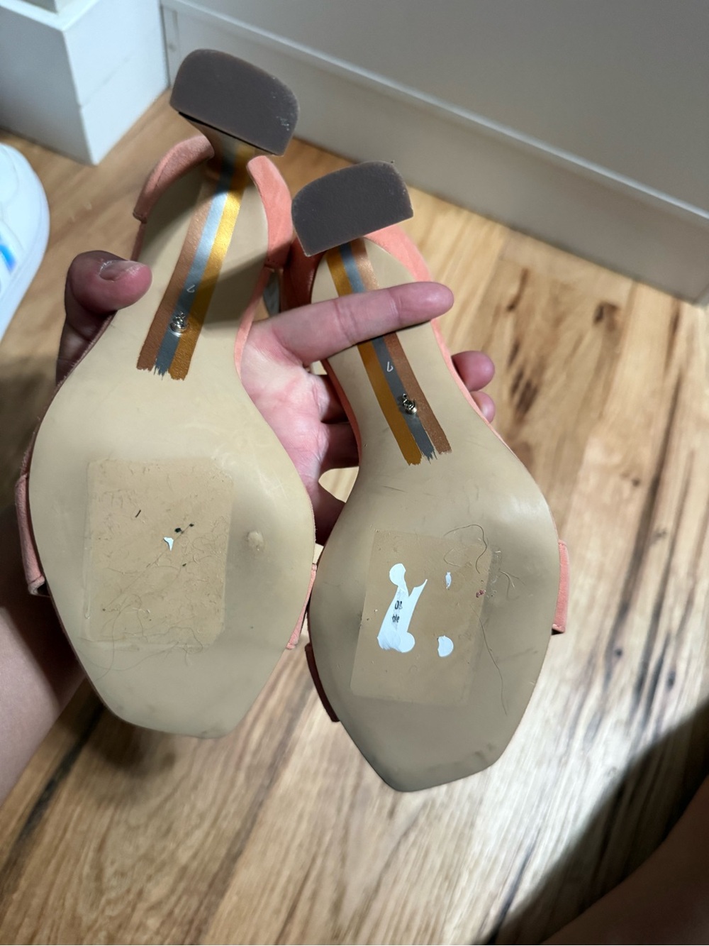Sam Edelman Luella Sand Linen Beads Ankle Strap Open Toe Flared Heel Sandals 7 - Picture 5 of 5
